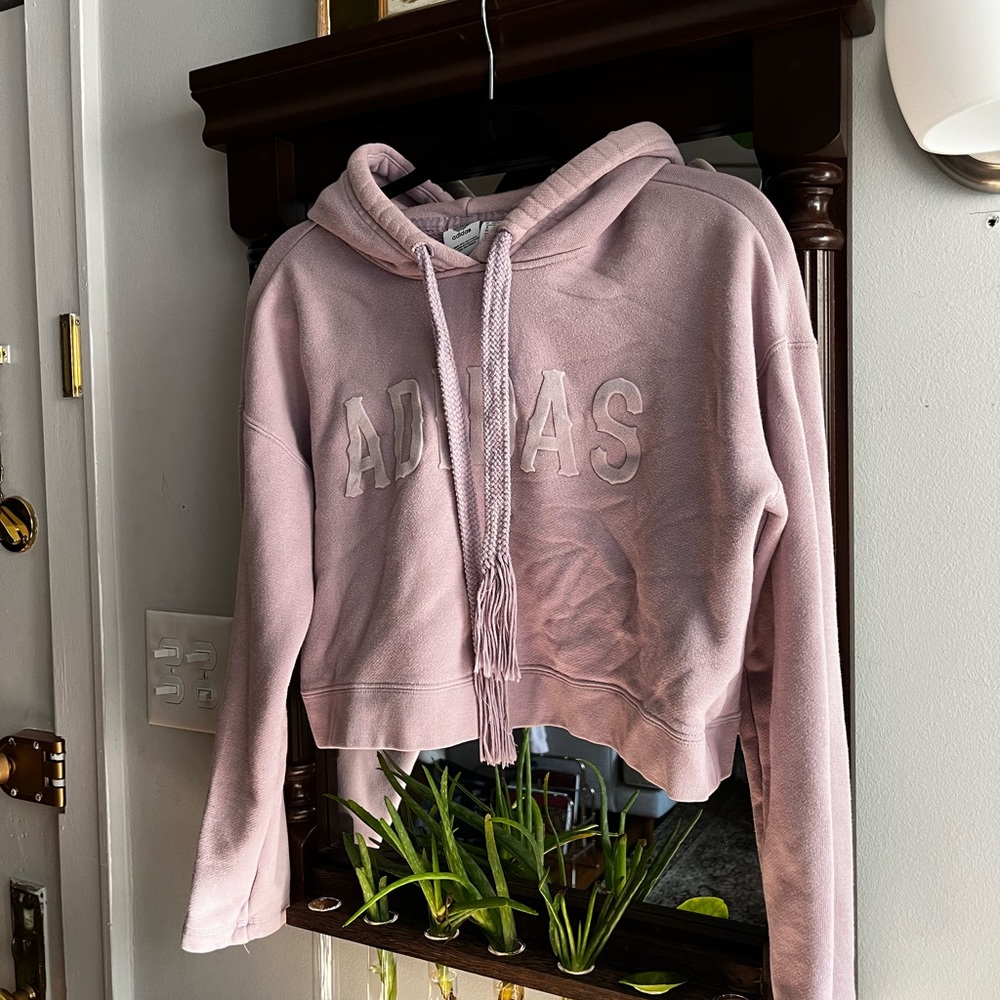 ADIDAS cropped hoodie, lilac , size xs